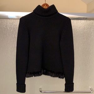 Black Cashmere Sweater & Scarf with Angora Rabbit